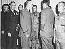 President Kennedy, Gen. Curtis Lemay - Air Force Chief of Staff, General Lemnitzer - Army Chief of Staff, and General Walter Sweeney - Commander Tactical Air Command visiting Roussell's squadron during at homestead AFB during 1962 Cuban missile crisis